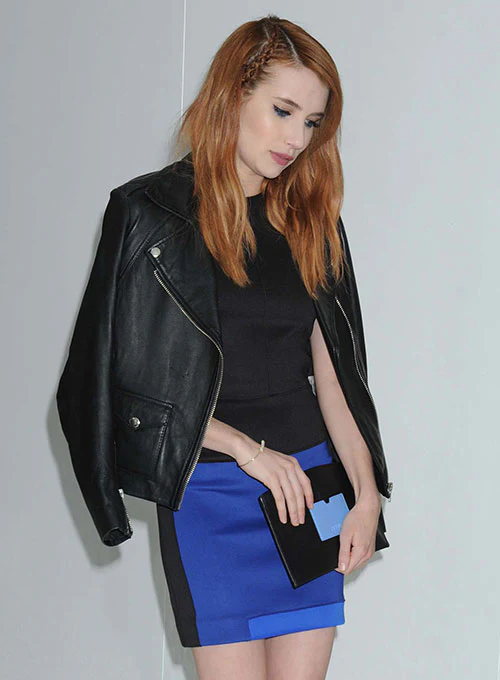 Emma Roberts Black Leather Jacket