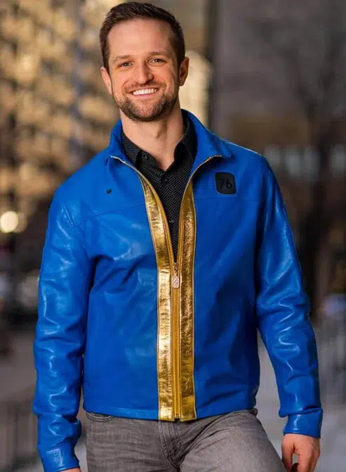 Fallout Blue Vault Leather Jacket