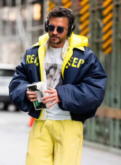 Jonathan Bailey Blue Hooded Jacket