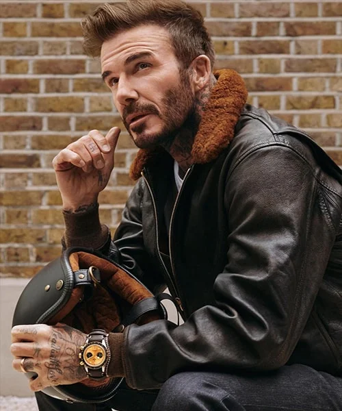 David Beckham Aviator Bomber Leather Jacket
