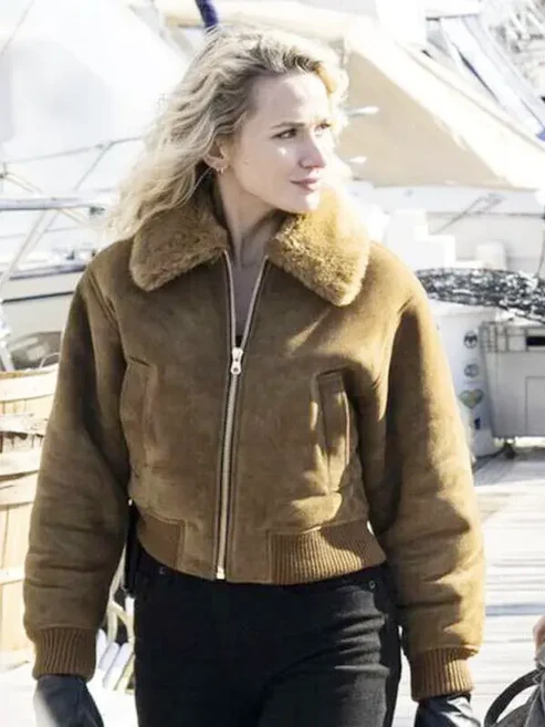 Nina Chase Suede Bomber Jacket