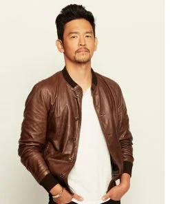 John Cho Brown Bomber Leather Jacket
