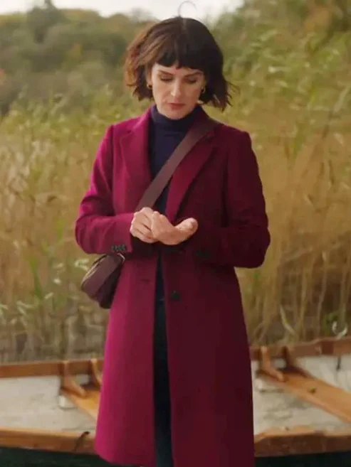 Shenae Grimes Burgundy Trench Coat