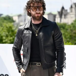 Aaron Taylor‑Johnson Black Leather Jacket
