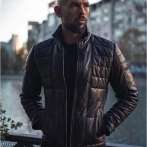 Andrew Tate Black Puffer Leather Jacket