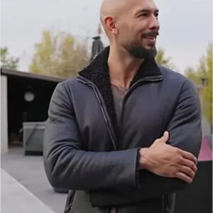 Andrew Tate Shearling Black Leather Jacket
