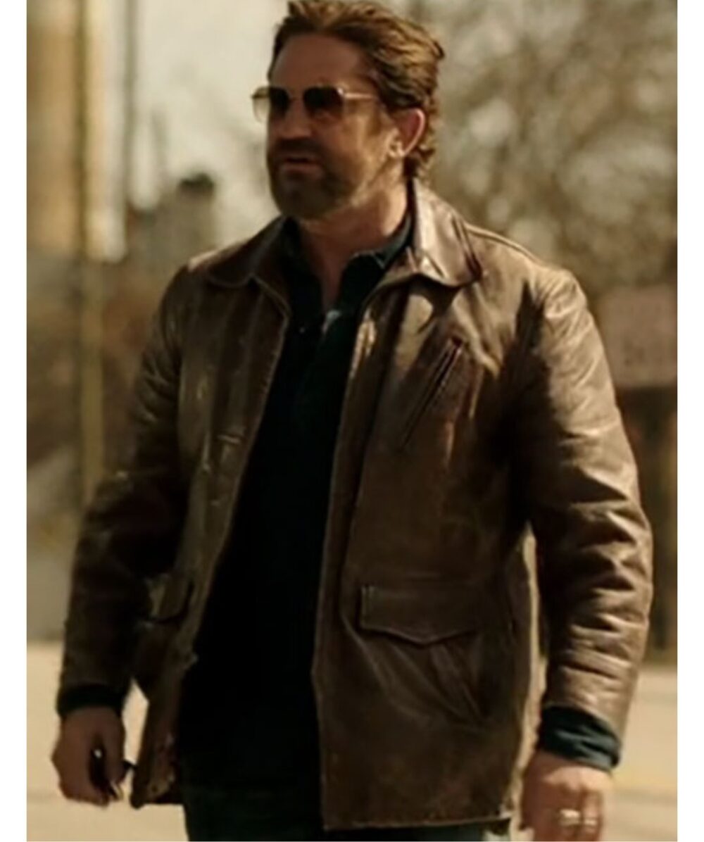 Gerard Butler Distressed Leather Jacket