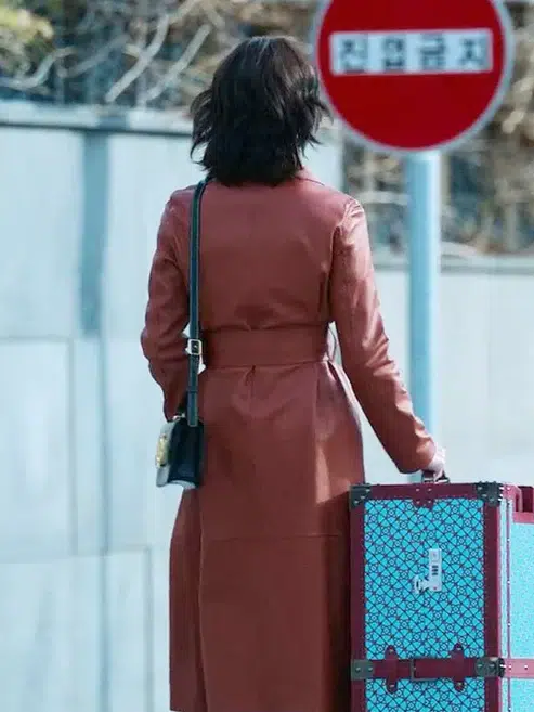 Seo-Hyeon-jin-The-Trunk-S01-No-In-ji-Trench-Tan-Brown-Leather-Coat
