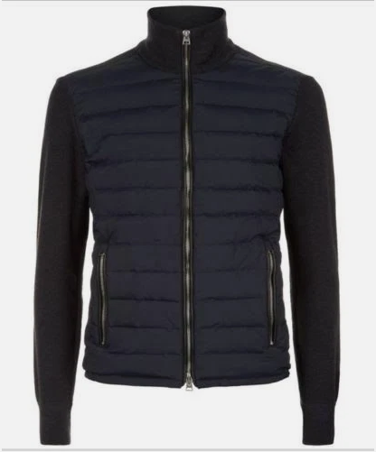XEBOI Men’s Hybrid Quilted Jacket | Wool Knit Sleeves | Luxury Slim Fit Funnel Neck Jacket