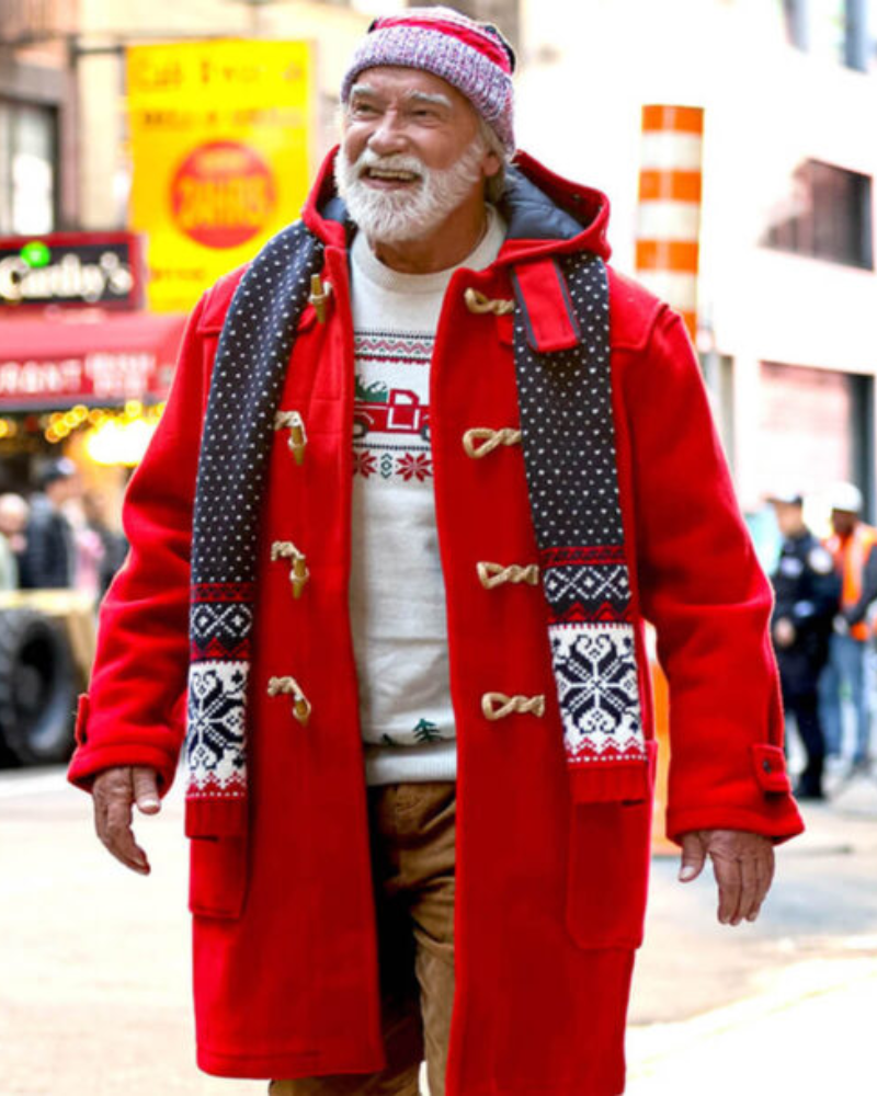 The Man with the Bag Inspired Santa Claus Red Wool Coat | Christmas Hooded Coat