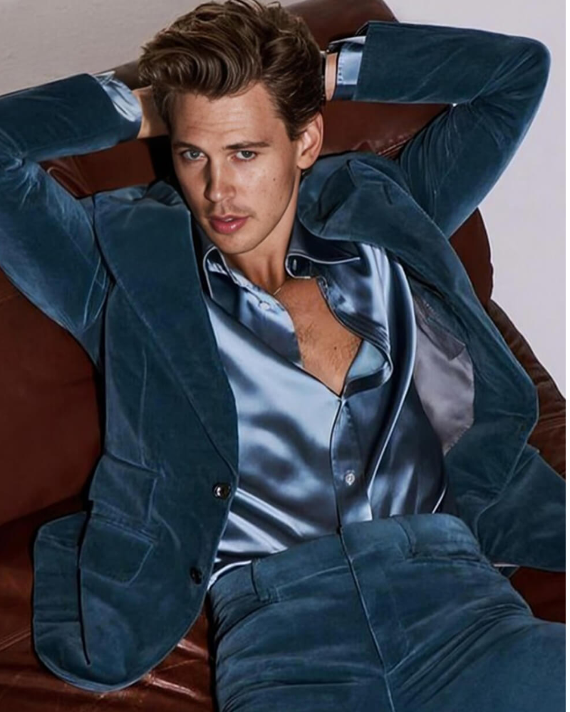 Austin Butler Inspired Blue Velvet Suit for Men | Premium Tailored Formal Suit