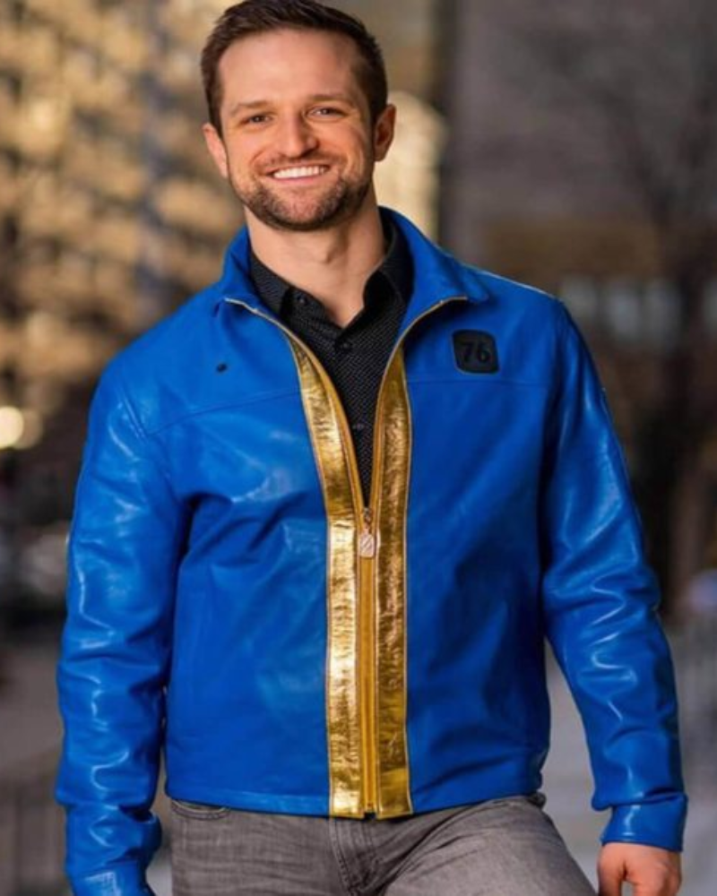 Fallout 76 Blue Leather Jacket | Vault 76 Inspired Leather Jacket