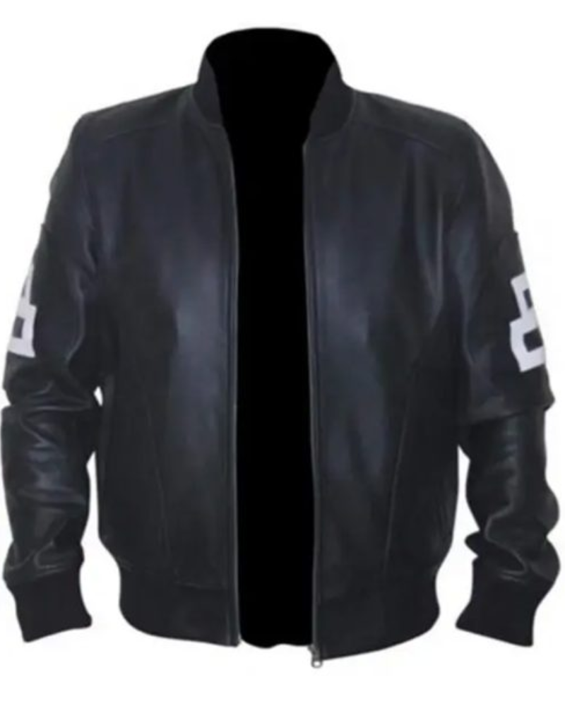 8 Ball Leather Bomber Jacket | Black 8 Ball Varsity Leather Jacket