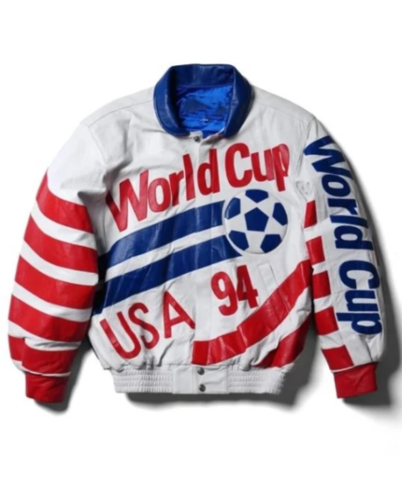 Premium USA FIFA World Cup Leather Bomber Jacket for Soccer Fans