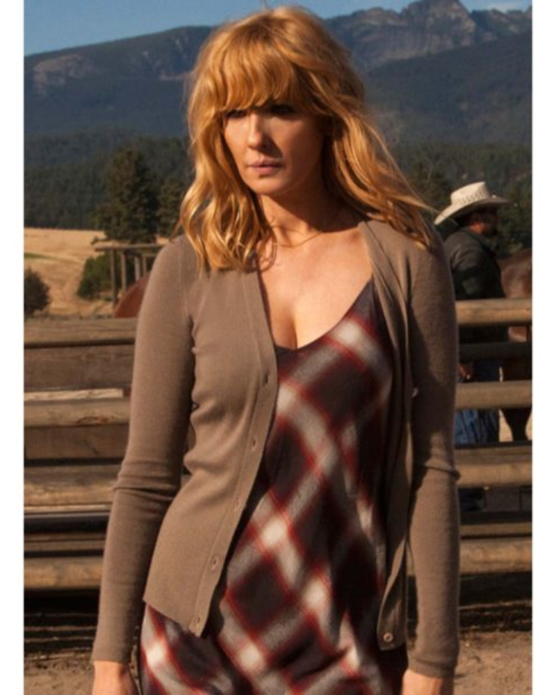 Yellowstone Beth Dutton Brown Cardigan Sweater | Kelly Reilly Inspired Knit Sweater