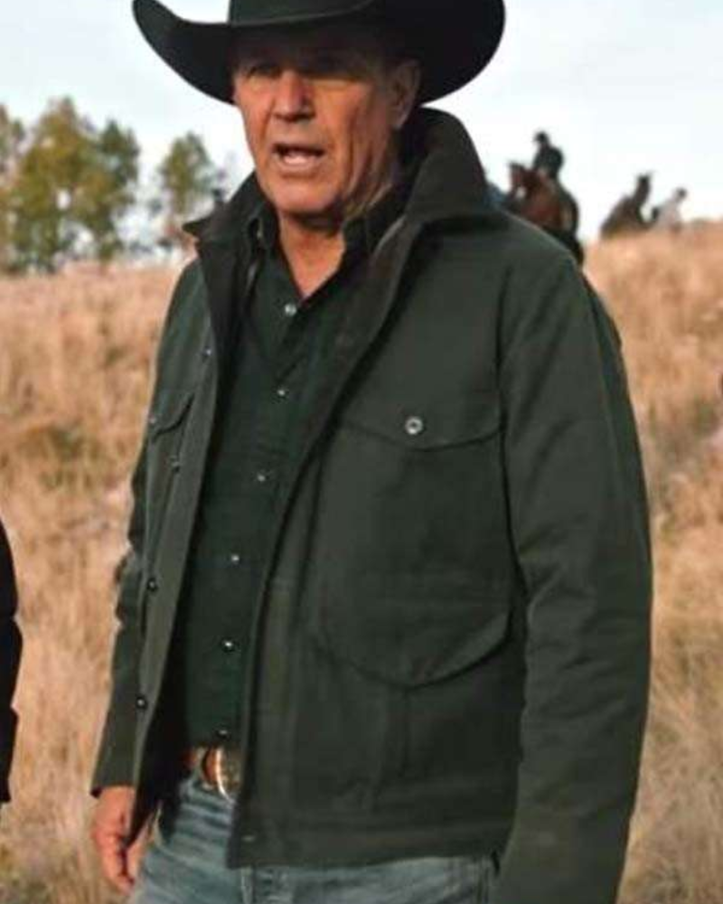 Yellowstone John Dutton Green Cotton Jacket | Kevin Costner Ranch Field Jacket