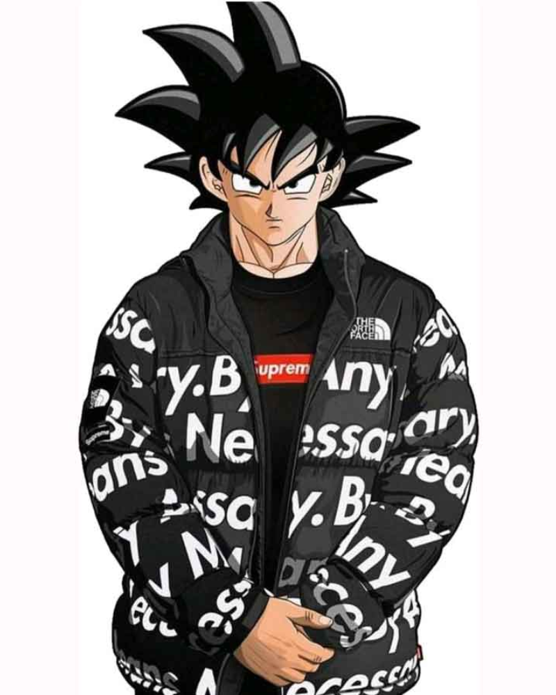 Goku Drip Black Puffer Jacket | Dragon Ball Inspired Winter Jacket