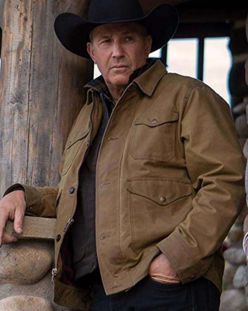 Yellowstone John Dutton Brown Cotton Jacket | Kevin Costner Inspired Ranch Jacket