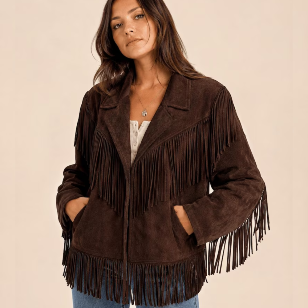 Vintage Brown Suede Fringe Jacket